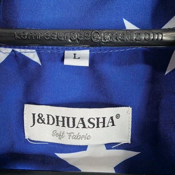 Mens J&Dhuasha American Flag Shirt Short Sleeve Button Up Polyester Size L - Picture 2 of 6